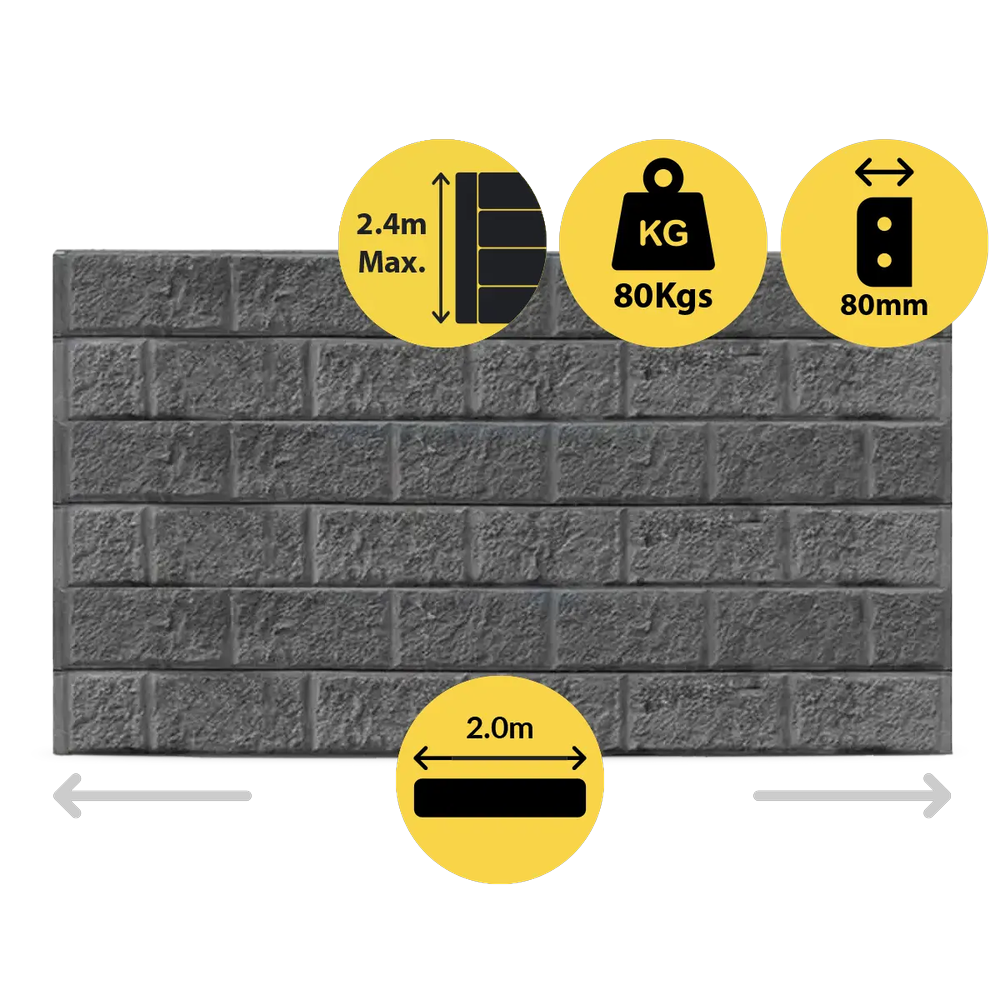 [321370] CONCRETE SLEEPER STANDARD BLOCK FACE CHARCOAL 2000X200X80MM